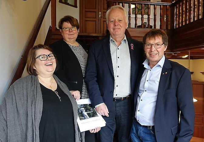 Den politiska majoriteten presenterade sitt budgetförslag. Från vänster Mirjana Cvrkalj (M), Ulrika Truedsson (S), Göran Dahlström (S) och Christer Sundqvist (M).